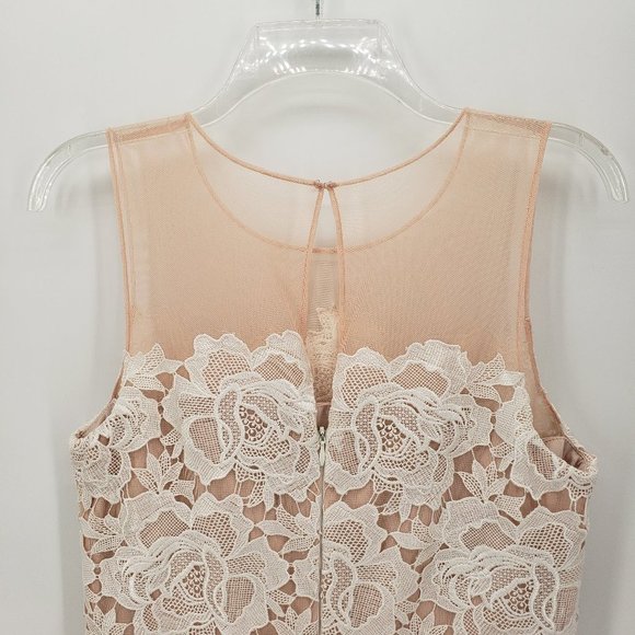 JULIA JORDAN White Lace Overlay & Dust Pink Mesh A-Line Dress 10 - Picture 7 of 9